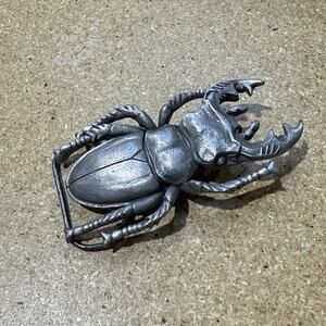 VTG 1997 Solid Fine Pewter Stag Beetle Belt Buckle Detailed Insect Design USA
